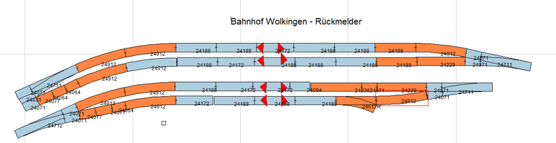 Gleisplan Bahnhof Wolkingen - Rückmelder